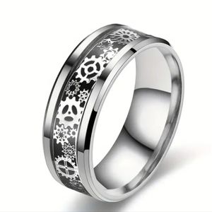 Stainless steel 8mm Steam punk gears ring choose color ask me 4 your siz…